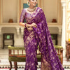 Splendiferous Purple Soft Silk Saree With Petrichor Blouse Piece