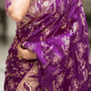 Splendiferous Purple Soft Silk Saree With Petrichor Blouse Piece
