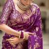 Splendiferous Purple Soft Silk Saree With Petrichor Blouse Piece