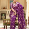 Splendiferous Purple Soft Silk Saree With Petrichor Blouse Piece