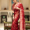Bucolic Red Soft Silk Saree With Traditional Blouse Piece