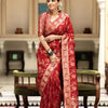 Bucolic Red Soft Silk Saree With Traditional Blouse Piece