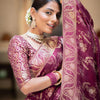 Preferable Wine Soft Silk Saree With Ethnic Blouse Piece