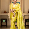 Traditional Yellow Soft Silk Saree With Twirling Blouse Piece