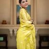 Traditional Yellow Soft Silk Saree With Twirling Blouse Piece