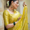 Traditional Yellow Soft Silk Saree With Twirling Blouse Piece