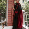 Beautiful Black Cotton Silk Saree With Designer Blouse Piece