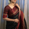 Marvellous Black Soft Silk Saree With Amazing Blouse Piece