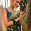 Adorning Dark Green Soft Silk Saree With Energetic Blouse Piece