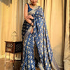 Amazing Navy Blue Soft Silk Saree With Hypnotic Blouse Piece
