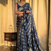 Amazing Navy Blue Soft Silk Saree With Hypnotic Blouse Piece