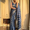Amazing Navy Blue Soft Silk Saree With Hypnotic Blouse Piece