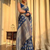 Amazing Navy Blue Soft Silk Saree With Hypnotic Blouse Piece