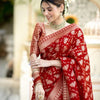 Demesne Red Soft Silk Saree With Nemesis Blouse Piece