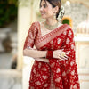 Demesne Red Soft Silk Saree With Nemesis Blouse Piece
