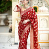 Demesne Red Soft Silk Saree With Nemesis Blouse Piece