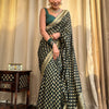 Amazing Dark Green Soft Banarasi Silk Saree With Flaunt Blouse