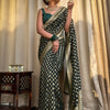 Amazing Dark Green Soft Banarasi Silk Saree With Flaunt Blouse