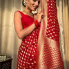 Bucolic Red Soft Banarasi Silk Saree With Dalliance Blouse