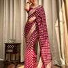 Vestigial Wine Soft Banarasi Silk Saree With Embrocation Blouse