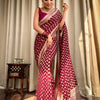 Vestigial Wine Soft Banarasi Silk Saree With Embrocation Blouse