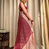Vestigial Wine Soft Banarasi Silk Saree With Embrocation Blouse