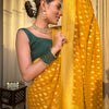 Nemesis Yellow Soft Banarasi Silk Saree With Ratatouille Blouse