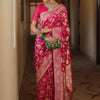 Fairytale Dark Pink Soft Silk Saree With Comely Blouse Piece