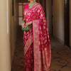 Fairytale Dark Pink Soft Silk Saree With Comely Blouse Piece