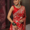 Sumptuous Red Soft Silk Saree With Symmetrical Blouse Piece