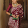 Enamoring Wine Soft Silk Saree With Eclat Blouse Piece