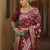 Enamoring Wine Soft Silk Saree With Eclat Blouse Piece