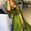 Seraglio Green Cotton Silk Saree With Magnificat Blouse Piece