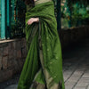 Dazzling Green Cotton Silk Saree With Beautiful Blouse Piece