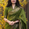 Lissome Green Cotton Silk Saree With Ratatouille Blouse Piece