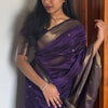 Fantabulous Purple Cotton Silk Saree With Pleasurable Blouse Piece