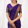 Exceptional Purple Cotton Silk Saree With Classic Blouse Piece