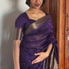Fantabulous Purple Cotton Silk Saree With Pleasurable Blouse Piece