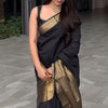 Appealing Black Soft Silk Saree With Prominent Blouse Piece