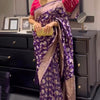 Invaluable Purple Soft Silk Saree With Designer Blouse Piece