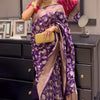 Invaluable Purple Soft Silk Saree With Designer Blouse Piece