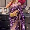 Invaluable Purple Soft Silk Saree With Designer Blouse Piece