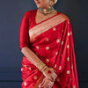 Staring Red Soft Silk Saree With Delightful Blouse Piece