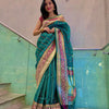 Attractive Rama Soft Silk Saree With Classy Blouse Piece