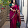 Innovative Dark Pink Soft Silk Saree With Staring Blouse Piece