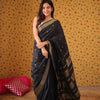 Beautiful Black Soft Silk Saree With Ravishing Blouse Piece