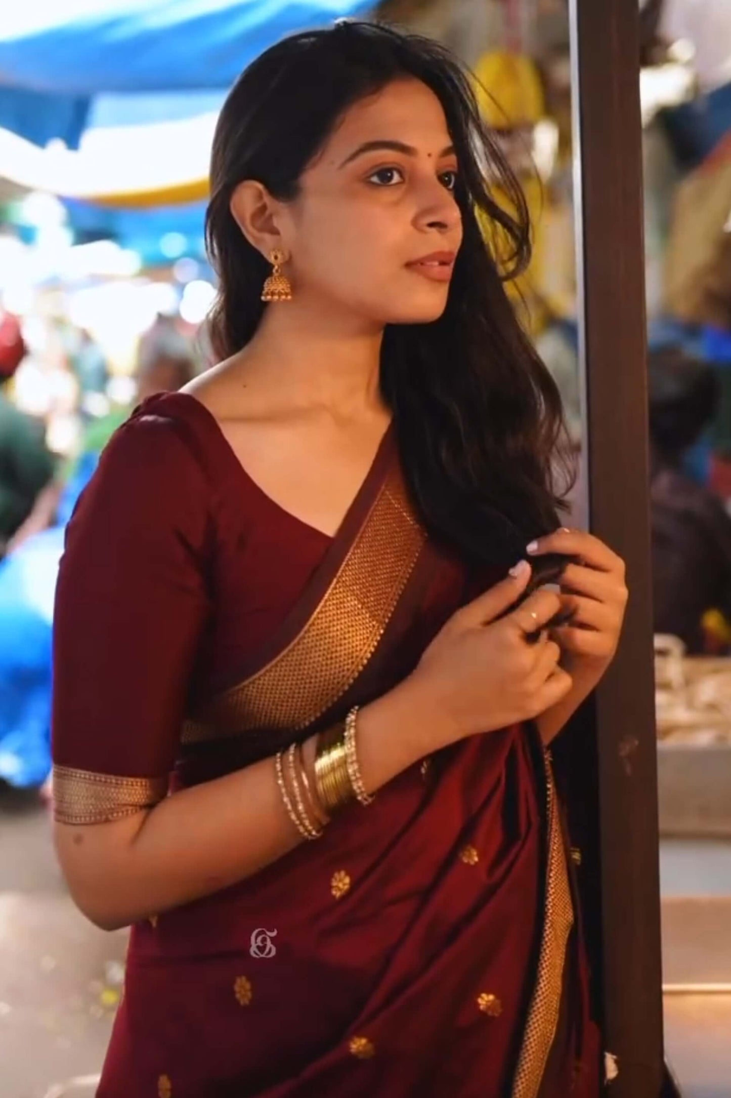 Hypnotic Maroon Soft Silk Saree With Scrupulous Blouse Piece