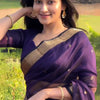 Winsome Purple Cotton Silk Saree With Forbearance Blouse Piece