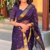 Winsome Purple Cotton Silk Saree With Forbearance Blouse Piece