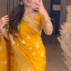 Extraordinary Yellow Soft Silk Saree With Glowing Blouse Piece